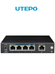 UTEPO UGC182004 UTEPO UTP3SW0401TP60 - Switch PoE no administrable de 5 puertos Fast Ethernet 4 puertos PoE (60W totales) 1 puerto uplink compatible con 802.3af/at conexion hasta 250m en modo CCTV