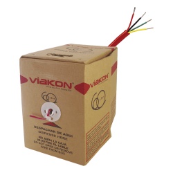 VIAKON 9424 Bobina de Alambre de 305 Metros (1000 Pies) 4 x 18 AWG Tipo FPLR de Color Rojo para Aplicaciones en Sistemas de Deteccion de Incendio y Sistemas de Evacuacion Hecho en Mexico.