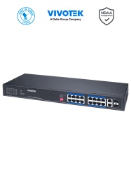 VIVOTEK VIV3720012 VIVOTEK AW-FGT-180P-250 - Switch PoE no administrable con 16 puertos PoE FE RJ45 2 puertos Combo GE RJ45/SFP 30W por puerto 250W totales Modo Extendido Adaptable hasta 250m 7.