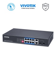 VIVOTEK VIV3720013 VIVOTEK AW-FGT-100P-110 - Switch PoE no administrable 8 puertos PoE FE 2 puertos GbE/SFP Combo 110W Totales 30W por puerto Modo Extendido hasta 250m Proteccion 6KV