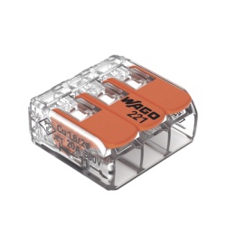 WAGO 221-413 Borne de Conexion con Palancas / 3 Conductores / Carcasa Transparente / Tecnologia CAGE CLAMPÂ® / 4 mmÂ² (12 AWG) / 450V 32A / T85