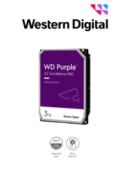 WESTERN DIGITAL WDC1490022 WESTERN WD33PURZ - Disco Duro de 3TB Purple/ Especial para Videovigilancia/ Trabajo 24/7/ Interface: Sata 6 Gb/s/ Hasta 64 Camaras/ Hasta 16 Bahias de Discos Duros/ 3 Anos d