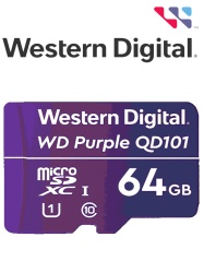 WESTERN DIGITAL WDC1510003 WESTERN WDD064G1P0C- Memoria de 64GB Micro SDXC/ Linea Purple/ Clase 10 U1/ Lectura 50MB/ Escritura 40MB/ Especializada para Videovigilancia