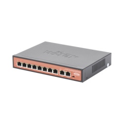WI-TEK WI-PS210G Switch PoE No administrable / PoE de Largo Alcance Hasta 250m / 8 Puertos PoE 10/100Mbps (Puerto 1 Hasta 60W Puertos 2 al 8 Hasta 30W) + 2 Puertos Gigabit Uplink / Presupuesto 120 W /