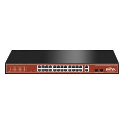 WI-TEK WI-PS526G Switch PoE (802.3af/at/bt) / No administrable de largo alcance / Hasta 250m / Con 24 x 10/100Mbps + 2 x SFP Gigabit Combo / 250 W