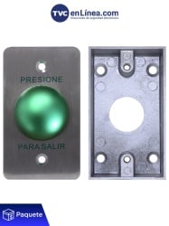 YLI ELECTRONIC YLE0760010 YLI PBK818A800AM - Paquete con Boton de Salida Tipo Hongo y Caja de Montaje Metalicos para Instalacion Segura