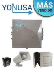 YONUSA YON1250014 YONUSA EYNG12001BAT - Energizador de nueva generacion de12 000 V con hasta 2 500 metros lineales compatible con modulo Wifi incluye Sirena de 30W con gabinete metalico y bateria d