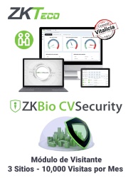ZKTECO ZKT0740051 ZKTECO ZKBIOCVVISP31W - Licencia para gestion de Visitas en BioCVSecurity / 10 000 Visitas por Mes / 3 Sitios de Registro / Vitalicia