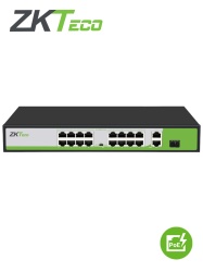 ZKTECO ZKT1850003 ZKTECO PE162200C - Switch de 16 Puertos Fast Ethernet PoE AF - AT / 2 Puertos RJ45 10/100/1000M 1 Puerto SFP 1G / PoE hasta 30W por puerto / Soporta hasta 250 mts sobre UTP CAT 6 /