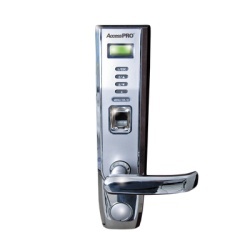 AccessPRO LOCKPRO-5CD Chapa Derecha Cromada con Lector de Huella Proximidad y Teclado
