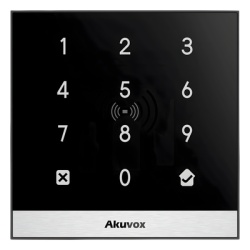 AKUVOX A02KIT Teclado de Control de Acceso + Bracket de Instalacion / Administracion 100% en la Nube / Interfaz WEB / POE / Lector Prox 125 kHz / MIFARE 13.56MHz / NFC / APP Smart Plus / Control de 1