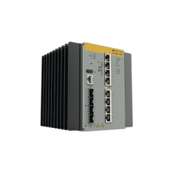 ALLIED TELESIS AT-IE300-12GP-80 Switch Industrial Hi-PoE Continuo Administrable Capa 3 de 8 x 10/100/1000 Mbps + 4 Puertos SFP 240 W.