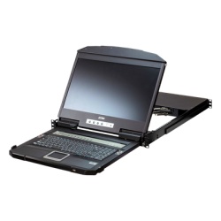 ATEN CL3884NW KVM Switch LCD 18.5" (7.3 in) | Consola Dual Rail 1U | 4 Puertos USB HDMI | Multi-View Quad-PiP-PbP-PoP | Resolucion 1920x1200 @ 60Hz | Cascada 2 Niveles 16 Computadoras | Boundless Swit
