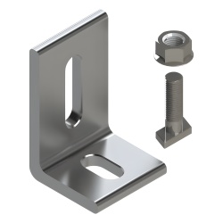 BASEL N00002 Herraje en L / L Foot / Fijacion al Suelo / Aluminio Serie 6000 / Acero Inoxidable / Compatible con N Rail 4.72 / Techos Planos e Inclinados