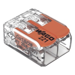 Borna de conexión con palancas WAGO serie 221 (221-412) de 2 conductores, hasta 4 mm²