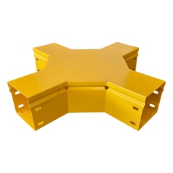 CHAROFIL CHFBXH4X4R8EPK CHFIBER Cruce Horizontal de Aluminio para Fibra Optica 4" de Peralte 4" de Ancho y Radio de 8" con Pintura Epoxica Amarilla Incluye Tapa un Par de Coples y Tornilleria