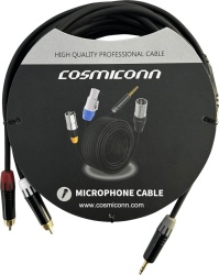 COSMICONN CMC220AS-TP-2RM-5-YBG1 Cable 3.5mm a 2 RCA conectores negros con diferenciador de blanco y rojo en RCA MT380-RD - MT380-WH - MTP3C-BG length 5m