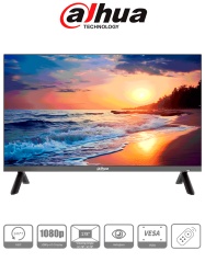 DAHUA DHI-LM32-F200N - Pantalla FHD de 32 pulgadas con resolución 1920×1080, diseñada para uso 24/7. Ofrece 240 cd/m² de brillo, entradas HDMI, VGA, USB, altavoces integrados y control remoto.