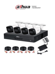 DAHUA DHT0250013 DAHUA KITXVR5104HS4KLI34HFW1500CMA- Kit de vigilancia de 4 canales 5 MP con audio y DVR WizSense con reconocimiento facial y H.265. Soporta 4 canales 4 IP o hasta 8 IP. Incluye 4 can