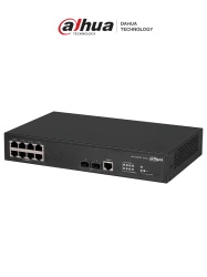 DAHUA DHT3700012 DAHUA DH-AS4300-8GT2GF- Switch Gigabit administrable de capa 2 con 8 puertos10/100/1000 Base-T y2 ranuras SFP d 1Gbps. Ofrece una capacidad de switching de 20Gbps y viene con una robu