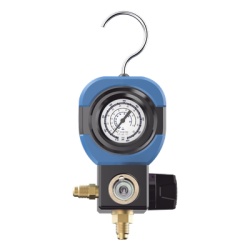 EPCOM AM1V Manifold de Refrigeracion AM1V 1 Valvula / Escala Compatible R22 R32/R410A R404A R407C / Interfaz 1/4" SAE / Diametro 90 mm / Rango de Presion -30 inHg - 500 psi / Diseno Integrado Resisten