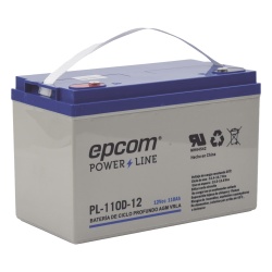 EPCOM POWERLINE PL-110-D12 Batería 12 Vcc / 110 Ah / Ciclo Profundo / AGM-VRLA / Uso en Aplicación Fotovoltaica /Terminales Tipo Tornillo HEX M6