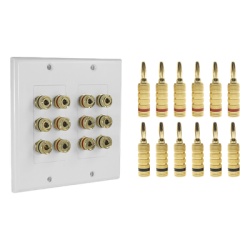 EPCOM PROAUDIO EP-WP6S-KIT KIT 1 Placa de Pared + 6 Pares Conectores Banana (Rojo+Negro) |Â Postes de Union Tipo Banana | Conexion para 6 Altavoces | Facil Instalacion | Conectores Chapados en Oro