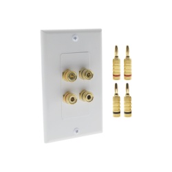 EPCOM PROAUDIO EPWP2SKIT KIT 1 Placa de Pared + 2 Pares Conectores Banana (Rojo+Negro) |Â Postes de Union Tipo Banana | Conexion para 2 Altavoces | Facil Instalacion | Conectores Chapados en Oro