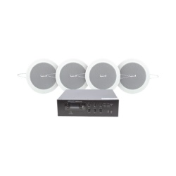 EPCOM PROAUDIO SFB120/4CS KIT de Amplificador de 120W para Escritorio | 4 Altavoces de Plafon de 4in | 3 - 6W | Sistema 70/100V
