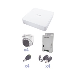 EPCOM PROFESSIONAL KEVTX8T4EG/A KIT TurboHD con Audio 1080p / DVR 4 Canales / 4 Camaras Domo (exterior 2.8 mm) / Transceptores / Conectores / Fuente de Poder / AUDIO POR COAXITRON