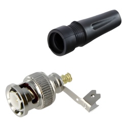 EPCOM TITANIUM TT-RG-93 Conector BNC macho en 75 Ohm para cable coaxial RG-59 / Con base de alivio negra de PVC Niquel/ Oro/ PTFE.