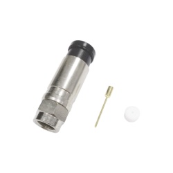 EPCOM TITANIUM TT11-F02 Conector F Macho de Compresion Axial con Borne Negro para instalar en Cable Coaxial RG-11 75 Ohm Bronce-Niquelado.