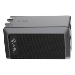 EZVIZ AK-PAG65PN-65W Cargador GaN III 65W / 3 Puertos USB-C y USB-A / PD 3.0 y QC 4.0 / Enchufe Plegable / Proteccion Integral 6 Capas / Powered by EZVIZ