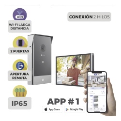 EZVIZ CS-HP7 Videoportero IP Conexion a 2 Hilos / Con Monitor Wi-Fi para Interior / Frente de Calle IP65 Uso En Exterior Debe Tener Proteccion / Camara 3 Megapixel / Llamada a la App / Apertura remota
