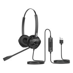 FANVIL HT302U Diadema binaudal (duo) con tecnologia antishock para telefonos IP FANVIL USB con microfono de cancelacion de ruido larga durabilidad