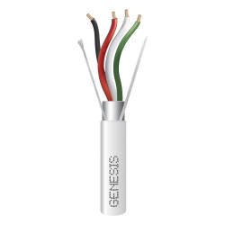 GENESIS 2204-1101 Bobina de 305 Metros (1000 Pies) de Cable 4 x 22 AWG BLINDADO / RISER / Color Blanco / Para Aplicaciones de Audio Seguridad y Control