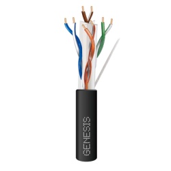 GENESIS 5110-1008 Carrete de Cable de 305 Metros (1000 Pies) Cat6 Calibre 24 Exterior para Climas Extremos RoHS Color Negro