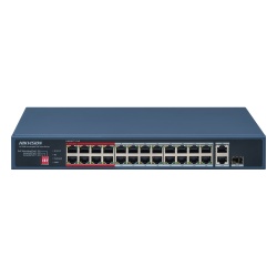 HIKVISION DS-3E0326P-E/M(C) Switch PoE+ / 24 Puertos 10/100 Mbps PoE+ / 2 Puertos Gigabit Uplink / 1 Puerto SFP Uplink / Modo Extendido 300 m (984 pies) / 230 W