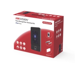 HIKVISION DS-KAS342 Kit Terminal Reconocimiento Facial / 1500 Rostros + 3000 Huellas + 3000 Tarjetas / Pantalla Tactil 4.3" / 2 MP Gran Angular / PoE + / Alimentacion Cerradura / IP65 / Wi-Fi + Audio