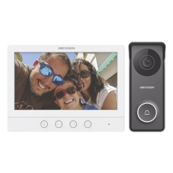 HIKVISION DS-KIS213 Kit de Videoportero / Pantalla LCD 7" / Cámara Pinhole 1 Megapixel / 117° Gran Angular / Conexión 4 Hilos 100 m (328 ft) / Exterior Metálico
