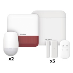 HIKVISION DS-PWA48-KV2(R) Kit de Alarma Inalámbrico / 48 Zonas / 2 PIR / 3 Contactos Magnéticos / Sirena Exterior 110 dB / Wi-Fi / Batería de Respaldo 12 h