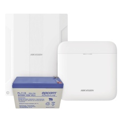 HIKVISION DS-PWA48K/EXP Kit de Alarma Inalámbrico / 48 Zonas Inalámbricas / Expansión 16 Zonas Cableadas / 433 MHz AES-128 / Batería de Respaldo 7 Ah