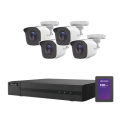 HiLook by HIKVISION HL24LQKITS-M(B)/512GB KIT TurboHD 1080p + SSD de 500 GB / DVR 4 canales / 4 Camaras Bala de Metal / Fuente de Poder / Accesorios de Instalacion