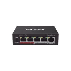 HiLook by HIKVISION NS-0105P-35(B) Switch PoE+ / 4 Puertos 10/100 Mbps PoE+ (af / at) / 1 Puerto 10/100 Mbps Uplink / Modo Extendido hasta 250 Metros / 35 Watts