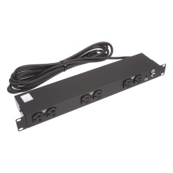 HOFFMAN DP1N190615 PDU Basico de Montaje en Rack Con 6 Salidas Frontales NEMA 5-15R Enchufe de Entrada NEMA 5-15P de 19in 1UR 15 Amp 120 Vca