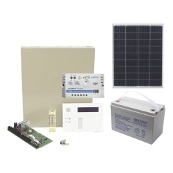 HONEYWELL HOME RESIDEO VISTA48SOLAR/6160RF Panel de alarma VISTA-48LA / Módulo solar PRO8512 85W / Controlador LS1024EU 10A / Batería AGM 12V 100Ah / Botón de pánico SS075CQ