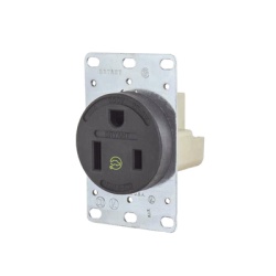 HUBBELL HUB-9650-FR Receptaculo Individual de 50 A 250 V / 2 Polos 3 Hilos/ Nema 6- 50 R / Color Negro/ Grado Industrial-Comercial.