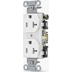 HUBBELL HUB-BR-20-WHI Contacto Duplex 20 A 125 V 2 Polos 3 Hilos Cableado Posterior y Lateral Color Blanco (Nema 5-20R).