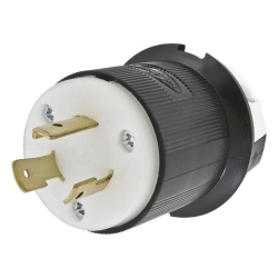 HUBBELL HUB-HBL-2321 Clavija Industrial con Bloqueo de Media Vuelta / 20 A 250 V CA / 2 Polos 3 Hilos / Color Blanco y Negro / Nema L6-20P.