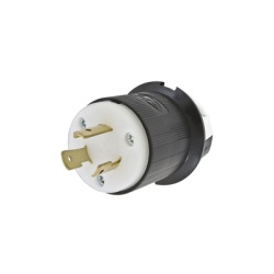 HUBBELL HUB-HBL-2321 Clavija Industrial con Bloqueo de Media Vuelta / 20 A 250 V CA / 2 Polos 3 Hilos / Color Blanco y Negro / Nema L6-20P.